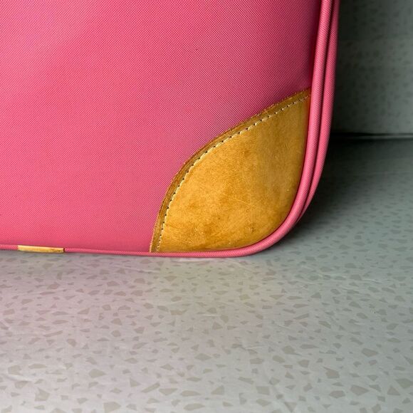 Jon Hart Pink Coated Canvas Genuine Leather Backpack Monogram Initials - Picture 8 of 15